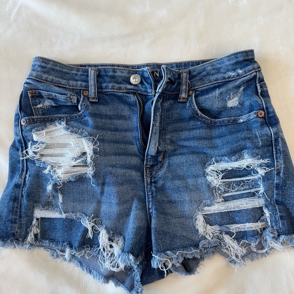 American Eagle Blue Distressed Jean Shorts